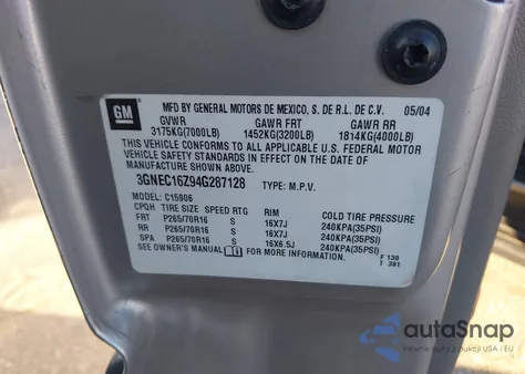 2004 Chevrolet Suburban 1500 Ls z USA, uszkodzony, nr VIN 3GNEC16Z94G287128